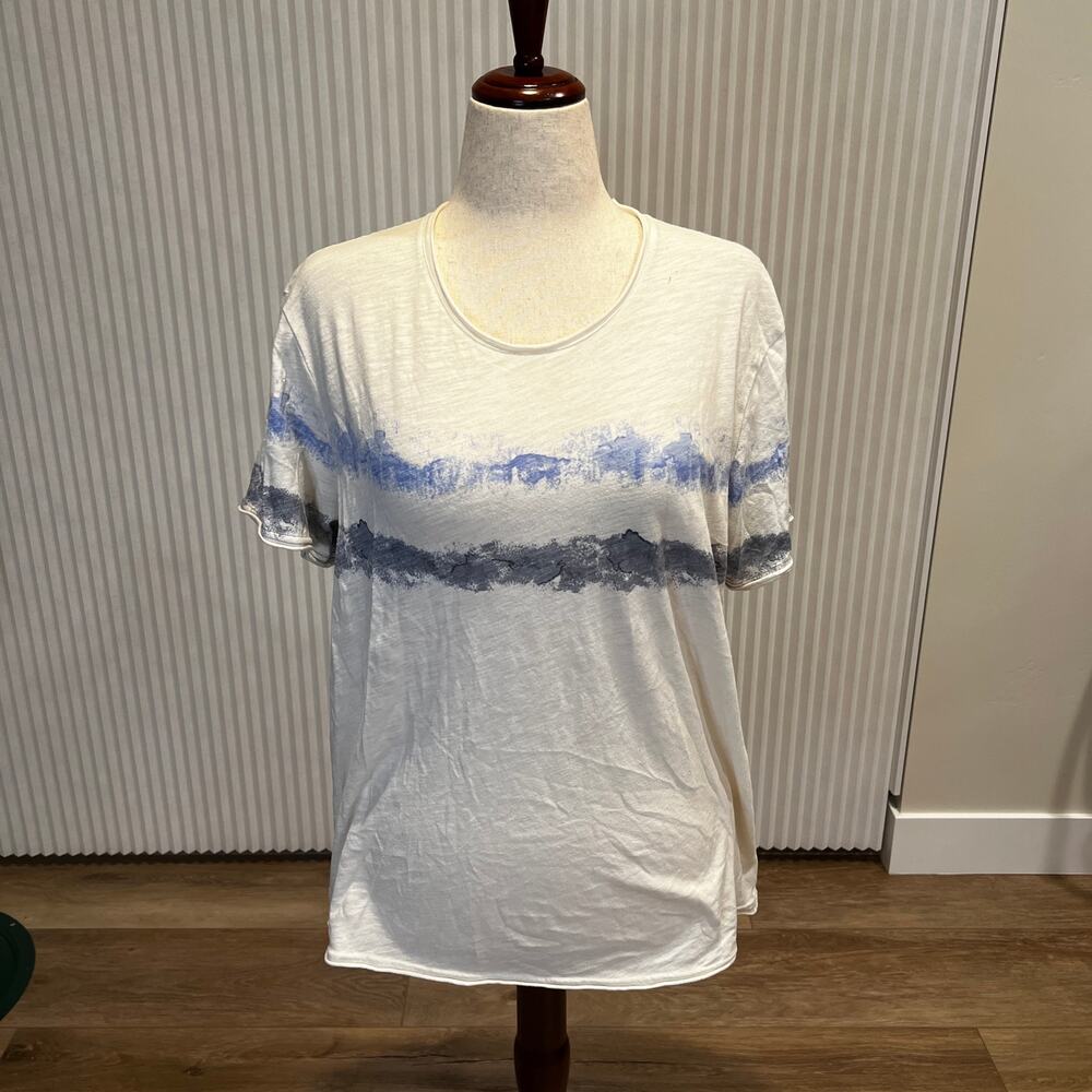AMERICAN RAG Men's Basic Striped T-Shirt Size XL In Off-White/Freshmist